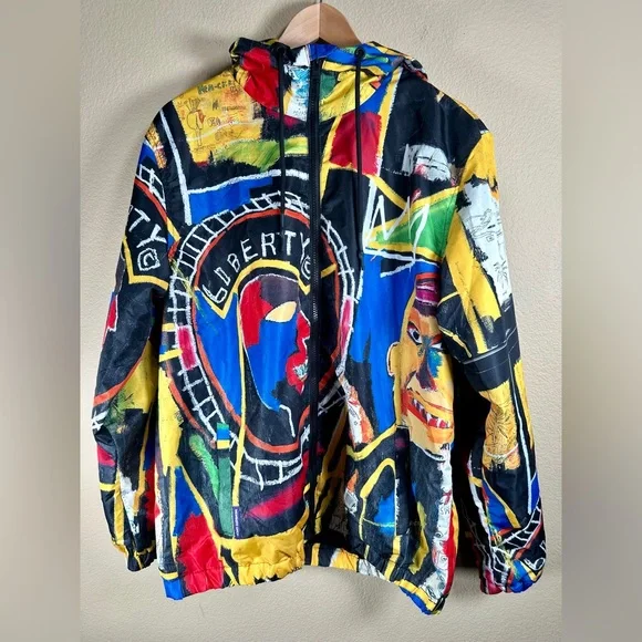 Members only x Jean Michel Basquiat Hooded Windbreaker Liberty Art